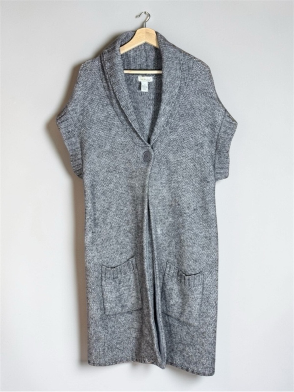 Tweeds Alpaca Blend Shawl Collar Sweater Sleeveless Duster Gray 2X Cozy Layering